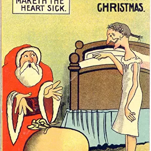 Comic postcard, Father Christmas and Old Maid Date: early 20th century
