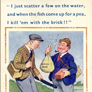 Comic postcard, fishing strategies Date: 20th century