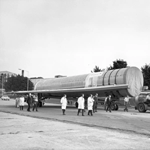 A Concorde fuselage is moved at Filton