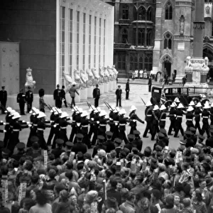 Coronation. Royal Marine Guard of Honour march past