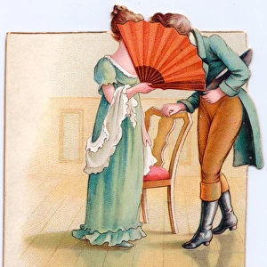 Couple in Regency costume on a New Year card