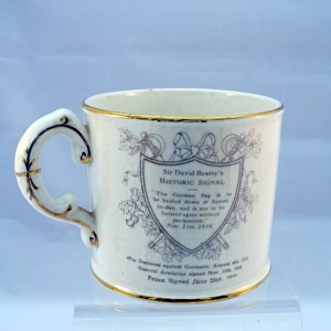 Crown Devon china mug with flags of the Allies