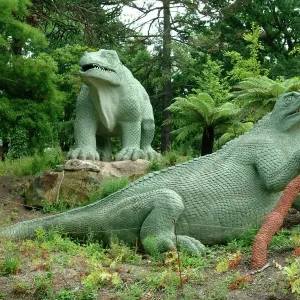 Crystal Palace Dinosaur Models Print 1854 Crystal Palace Dinosaur Models Print 1854