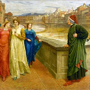 Dante Alighieri, Italian poet, sees his beloved Beatrice