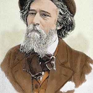 Daudet, Alphonse (1840-1897). French writer. Colored engravi