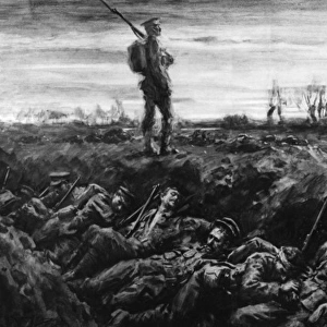 Dawn in the British trenches