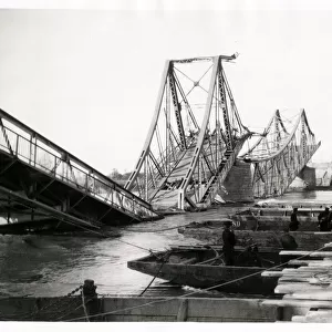 Desstroyed bridge Dniester River Ukraine WWI