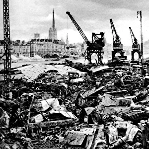 Destruction at Rouen Docks, France; Second World War, 1944