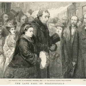 Print of Disraeli and Queen Victoria at High Wycombe station