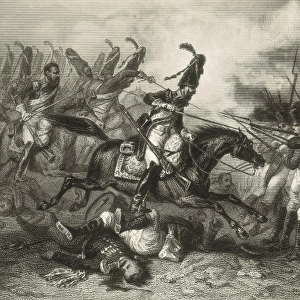 Dragoons of the Spanish army in Nancis. Litography