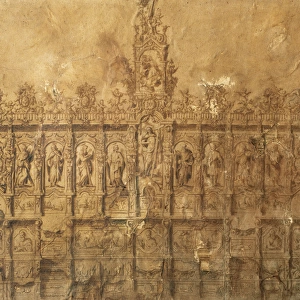 Drawing of choir stalls by Alberto Churriguera (1676-1740) o