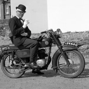 Well Dressed Man on a Motorcycle Print Well Dressed Man on a Motorcycle Print