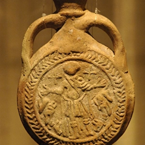 Early Christian Art. Egypt. Clay jar (AMPULLAE) with Saint