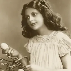A Pretty Girl Offering Easter Eggs Print A Pretty Girl Offering Easter Eggs Print