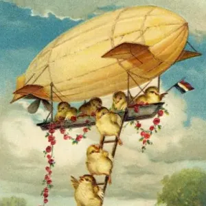 Airship Chicks Descend Print Airship Chicks Descend Print