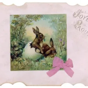 Easter Bunnies Hatching from Eggs Print Easter Bunnies Hatching from Eggs Print