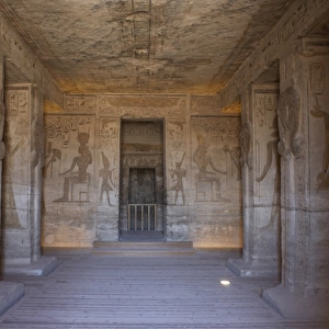 Egyptian art. Small Temple or Temple of Hathor. Inside view
