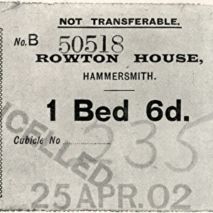 Entrance ticket, Rowton House, Hammersmith, London