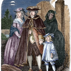Escape of Louis XVI (1754-1793) and his family, 1791. Engrav