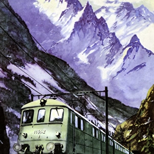 Express on the St. Gotthard route, Switzerland