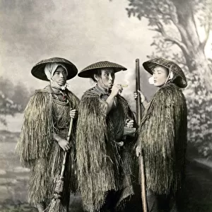 Farmers in grass coats, Japan