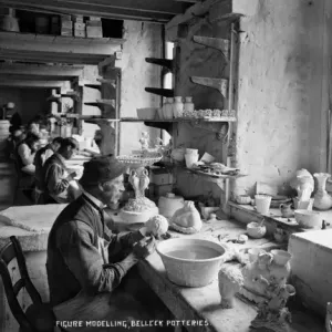 Belleek Potteries Figure Modelling Print, circa early 1900s