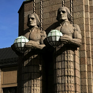 Finland. Helsinki. The torchbearer lamps by Emil Wikstrom (1