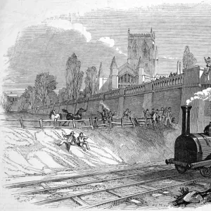 First locomotive, passing Great Grimsby Church