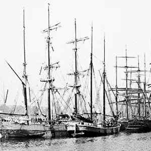 Fishing boats, Grimsby Docks, Victorian period