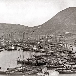 Fishing boats, Hong Kong, circa 1880s. Date: circa 1880s