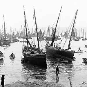 Fishing fleet in Cornwall probably Newlyn Victorian period