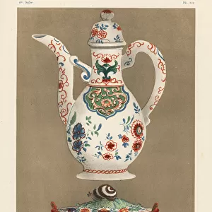 Flagon and butterdish from Delft, Netherlands, 18th century