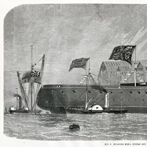 Floating H. M.s Sultan out of dock 1870