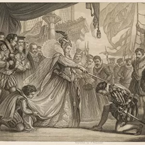 Francis Drake knighted in Deptford by Queen Elizabeth I