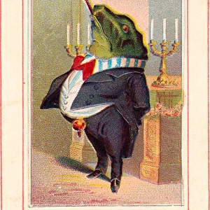 Frog gentleman on a New Year card