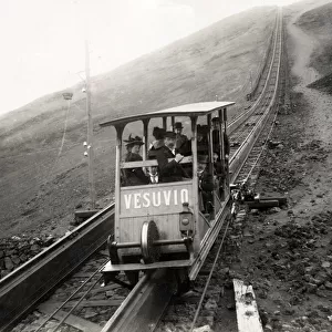 Funicular railway on Mount Vesuvius, volcano in Italy