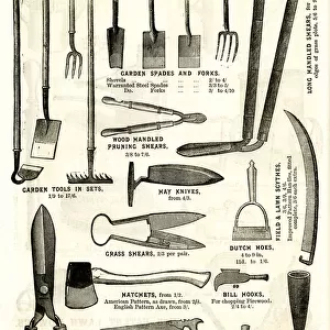 Garden Tools, Spades, Forks, Hoes, Shears, Rakes and Knives