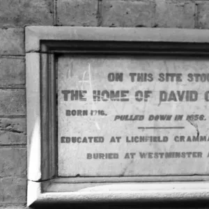 David Garrick Plaque Print, Lichfield, Staffordshire David Garrick Plaque Print, Lichfield, Staffordshire