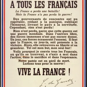 De Gaulle's Call to Resistance Print De Gaulle's Call to Resistance Print