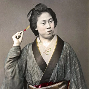 Geisha with hairpin, Japan