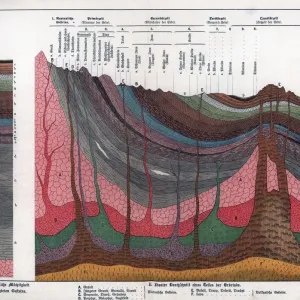Geological Crosssection Print, 1886 Geological Crosssection Print, 1886