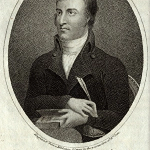 George Barrington, holding a quill pen