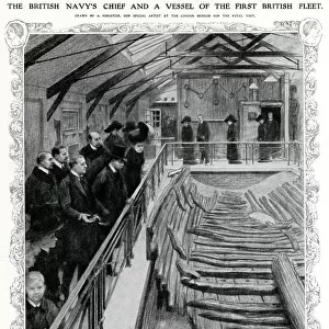 George V inspecting Roman galley unearthed in London 1912