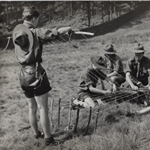German boy scouts with camp loom