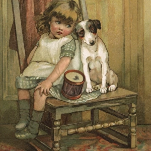 Girl and Dog / Drum C1880