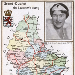 Grand Duchy of Luxembourg with portrait of Duchess Charlotte