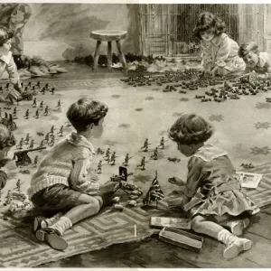 WW1 Christmas Scene: Toy Soldiers Print, 1916 WW1 Christmas Scene: Toy Soldiers Print, 1916
