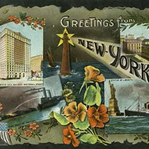Greetings postcard from New York City, USA