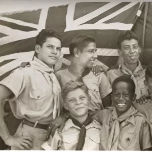 Group photo, boy scouts at Loyola Camp, British Honduras