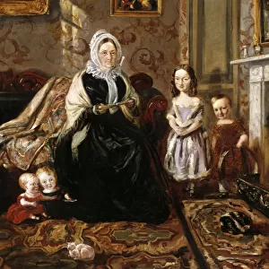 Group portrait of Henry Clarks mother-in-law, Mrs Davies, a